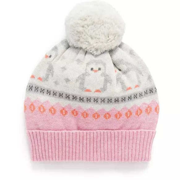 New Purebaby Beanie Penguin Fairisle