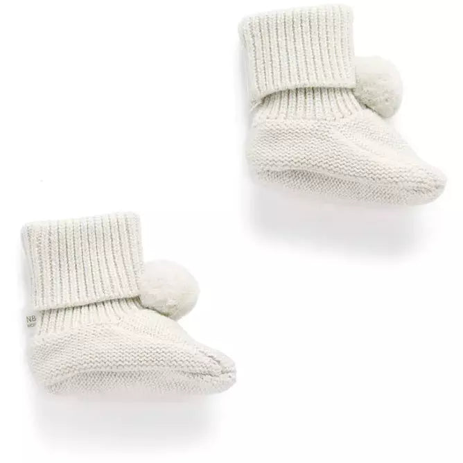 New Purebaby Pom Pom Booties Cloud