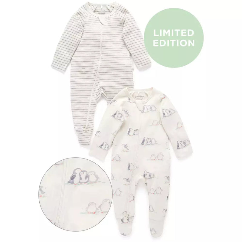 New Purebaby Growsuit 2 pack Penguin