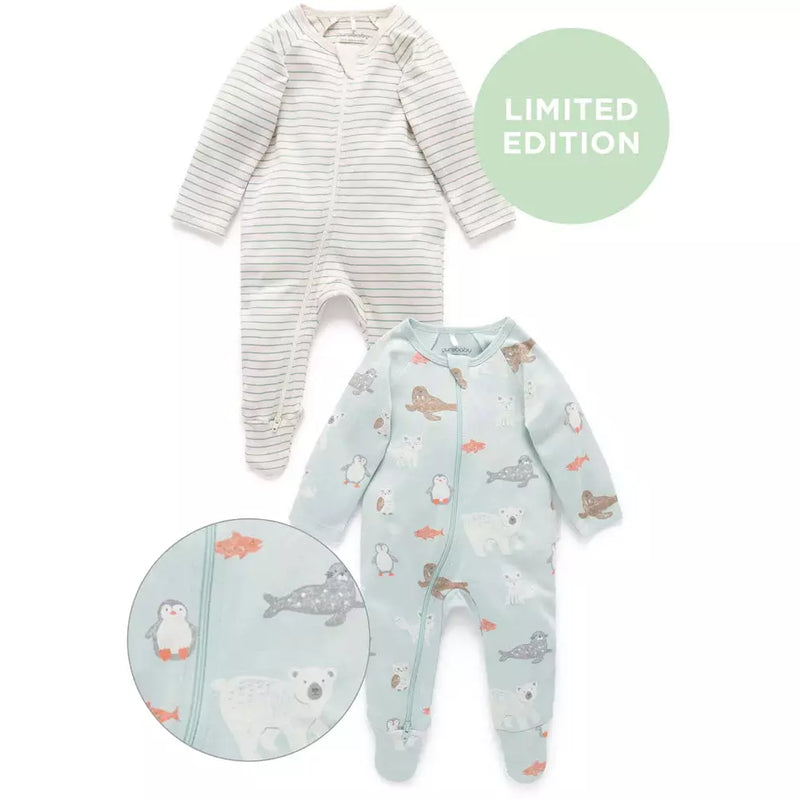 New Purebaby Growsuit 2 pack Polar