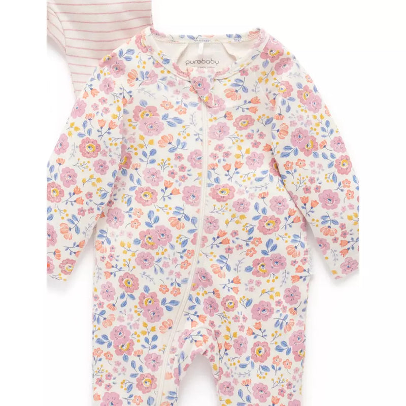 New Purebaby Growsuit 2 Pack Pansy