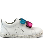 Bobux I Walk Trainer Grass Court Switch White (Raspberry & Peacock)