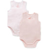 Purebaby Baby Essential Bodysuit - 2 pack ribbed white/Pink/Blue