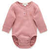 Purebaby Rib Henley Bodysuit Crab Apple