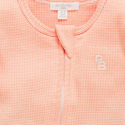 Purebaby Rib Growsuit Orange Stripe
