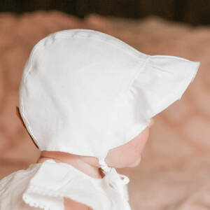 Bedhead Baby Bonnet Reversible Ruffle Willow/Blanc