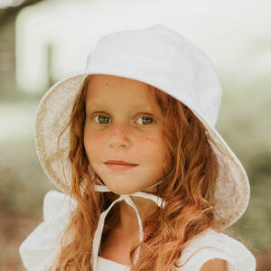 Bedhead Reversible Linen Panelled Bucket Hat Willow/Blanc