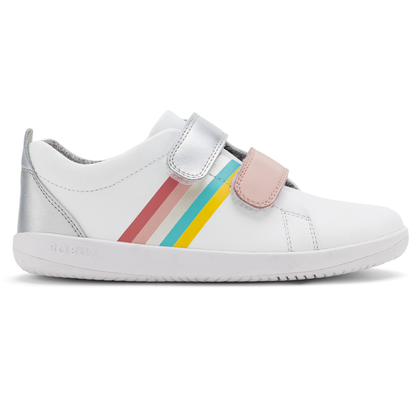 Bobux I Walk Trainer Grass Court White & Silver & Rainbow