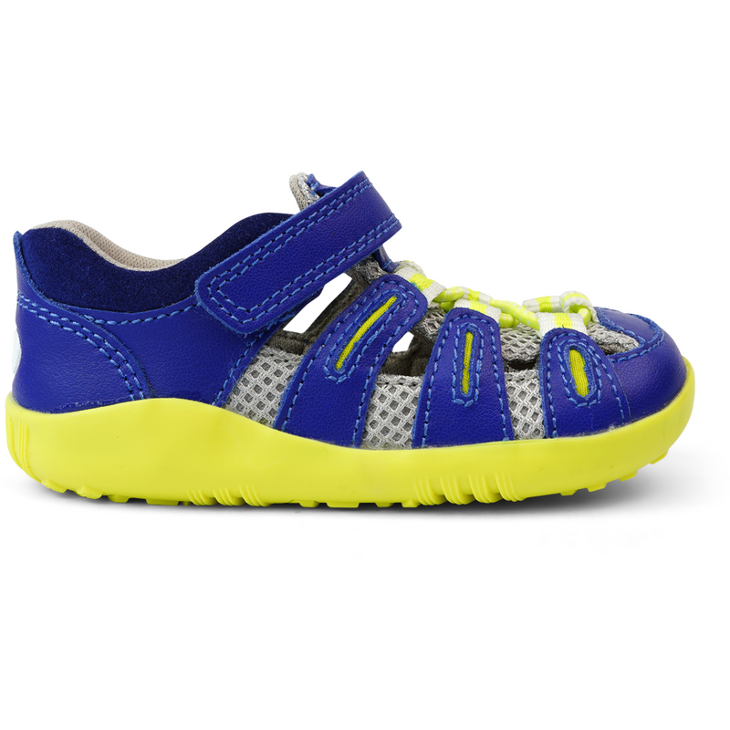 SALE Bobux First Walker Step Up Adventure Sandal Blueberry + Neon