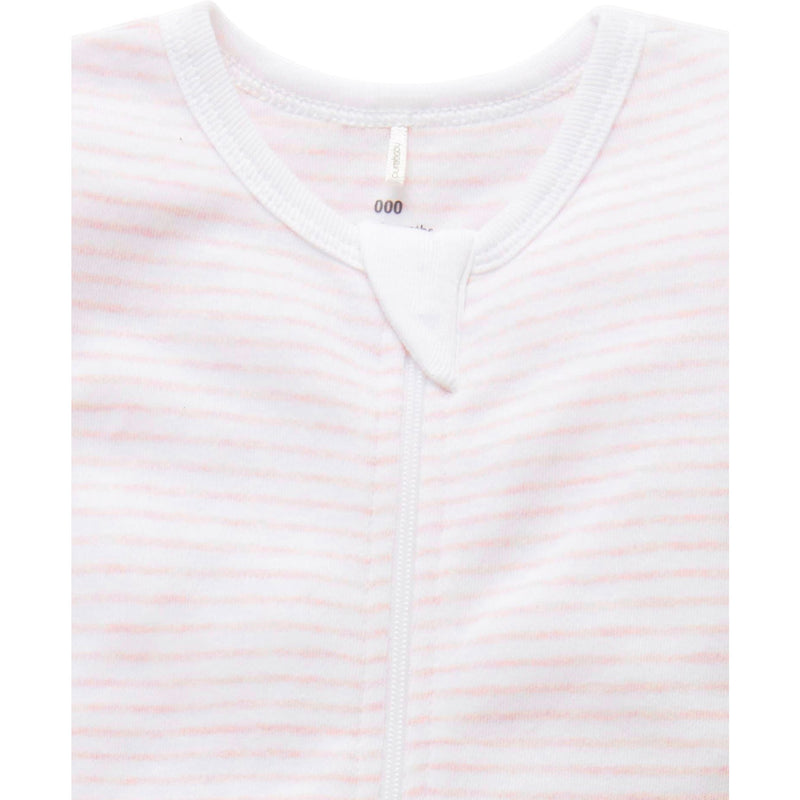 Purebaby Growsuit Zip Short Leg Pink Stripe