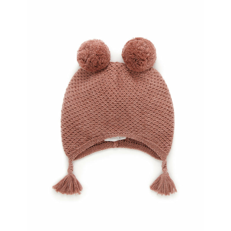 Sale Purebaby Beanie Pom Pom Prune