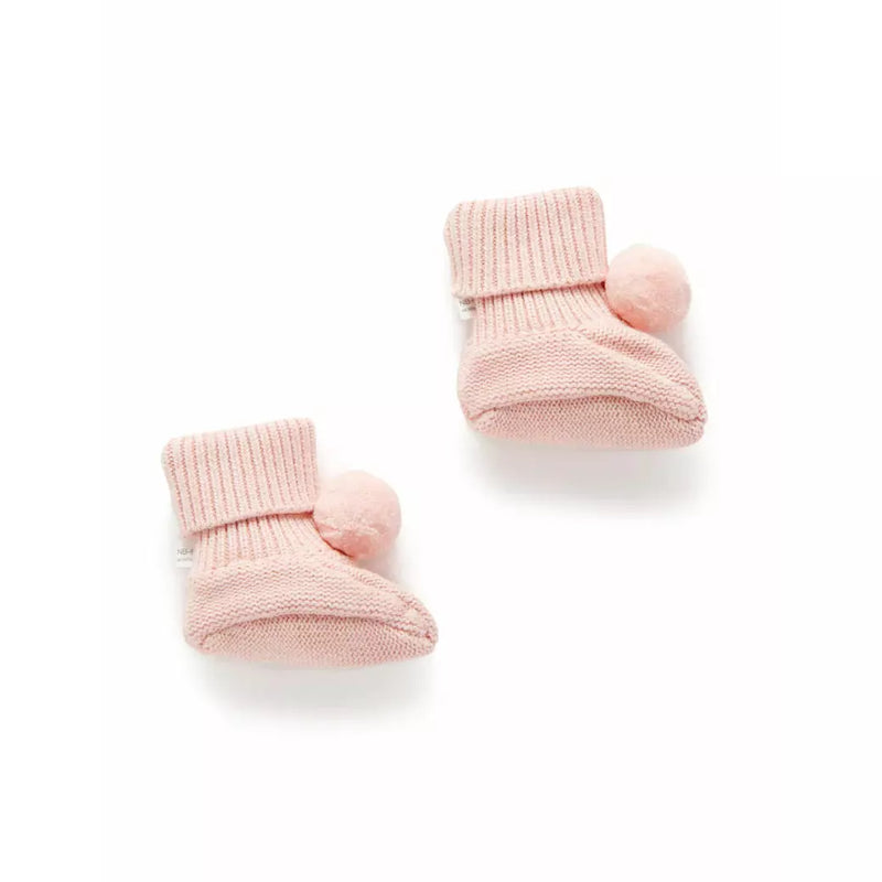 Purebaby Booties Pom Pom Blush