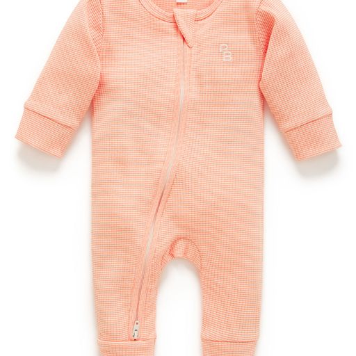 Purebaby Rib Growsuit Orange Stripe