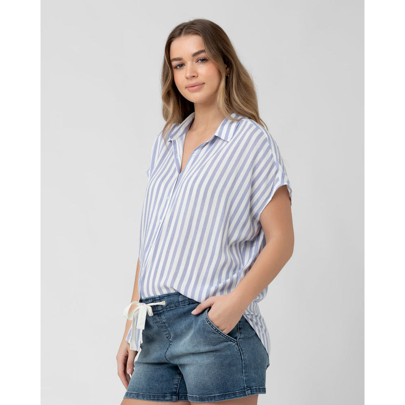 SALE Ripe Relaxed Shirt Quinn Blue/White