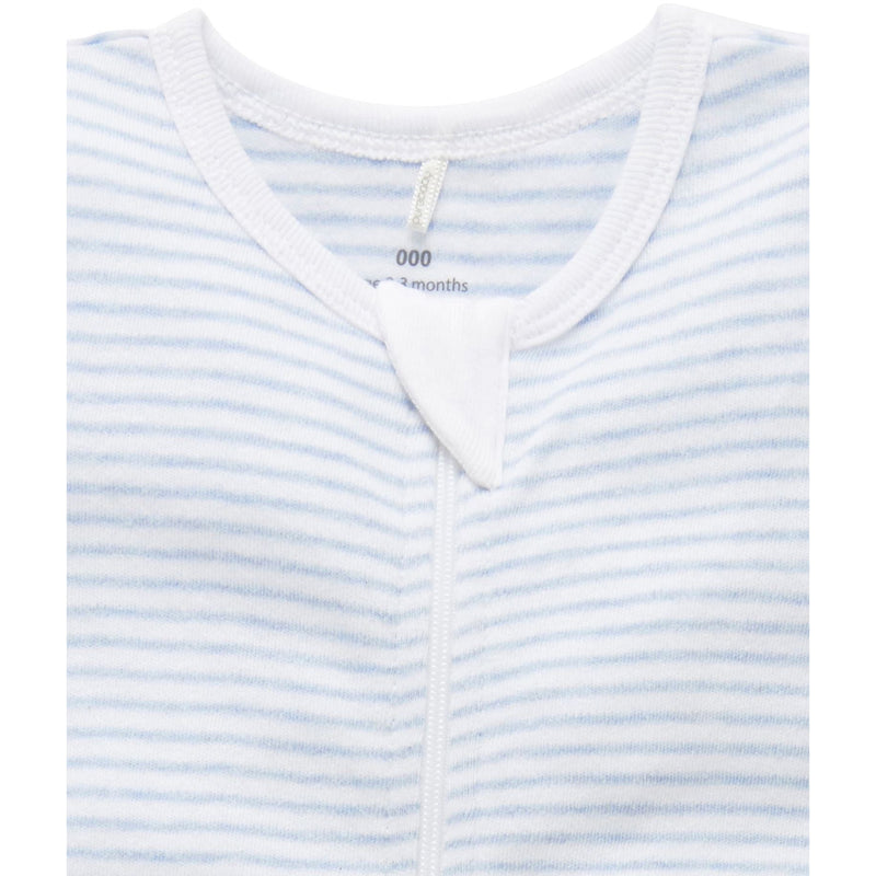 Purebaby Growsuit Zip Short Leg  Blue Stripe