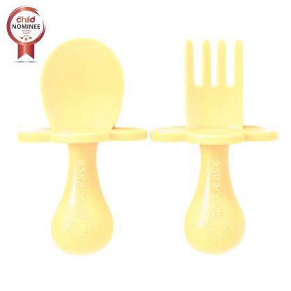 Grabease Toddler Fork and Spoon Set Lemon