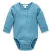 Purebaby Rib Henley Bodysuit Lake