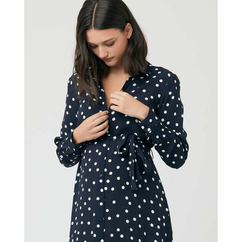 Ripe Spot Shirt Dress Navy/White