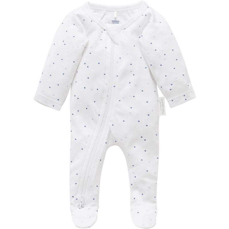 Purebaby Premi Zip Growsuit Blue Spot