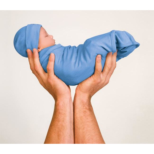 merino kids cocooi babywrap & beanie - sky blue