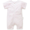 Purebaby Growsuit Zip Short Leg Pink Stripe