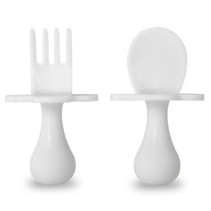 Grabease Toddler Fork and Spoon Set White