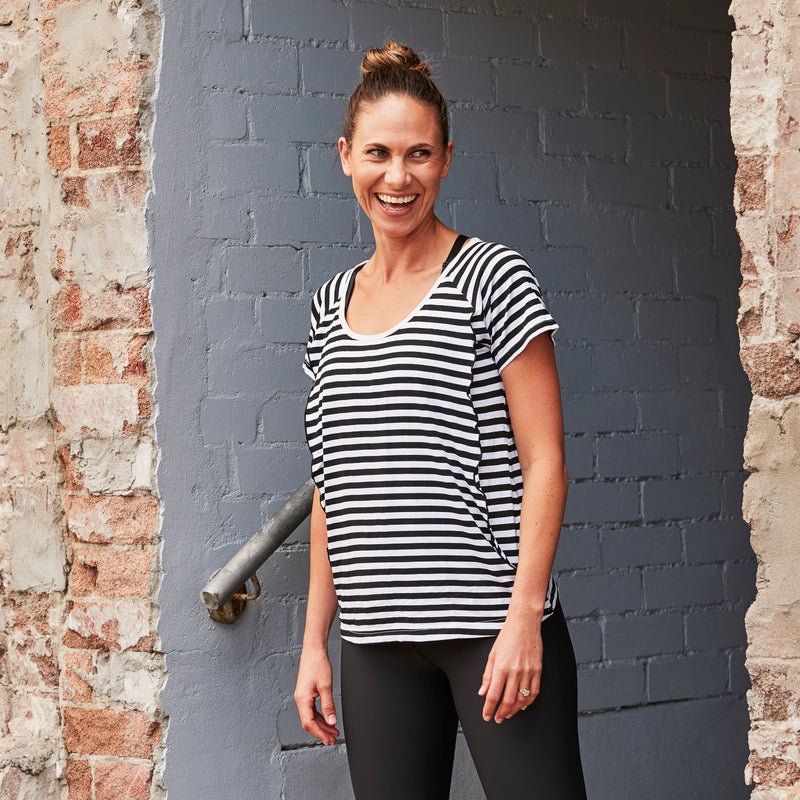Hello Monday Top - Essential Tee  Stripe (B & W)