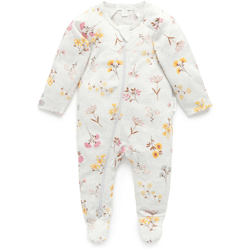 Purebaby Growsuit Woodland Flower Zip