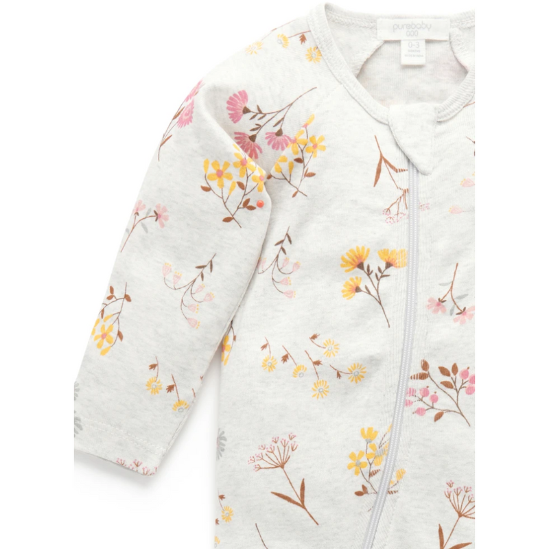 Purebaby Growsuit Woodland Flower Zip