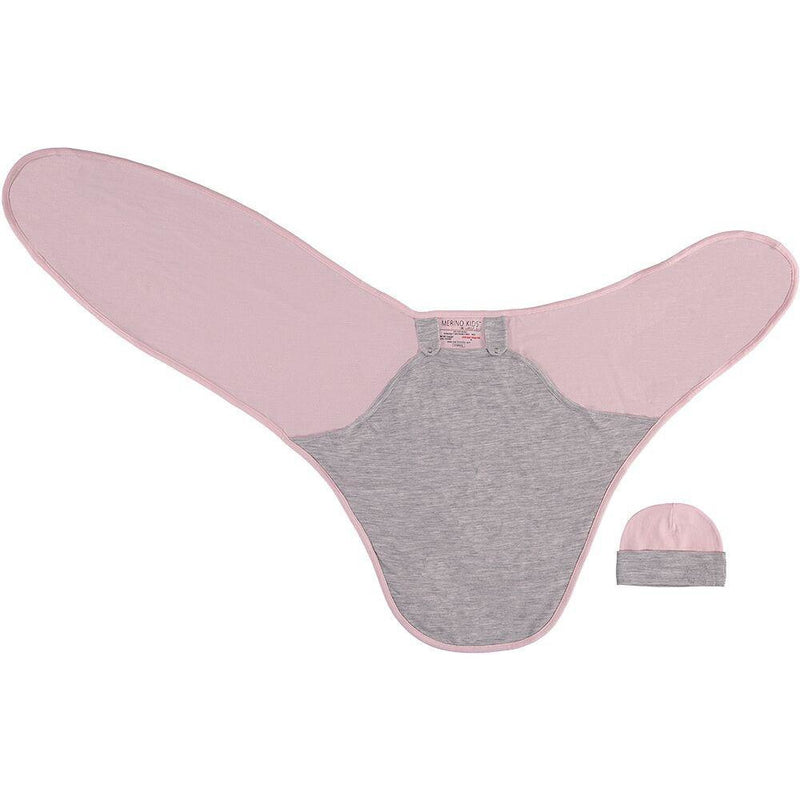 merino kids cocooi babywrap & beanie - pink