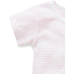 Purebaby Growsuit Zip Short Leg Pink Stripe