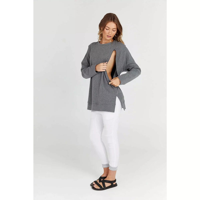 Legoe Rib Nursing Jumper  Dark Grey