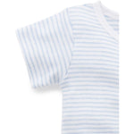 Purebaby Growsuit Zip Short Leg  Blue Stripe