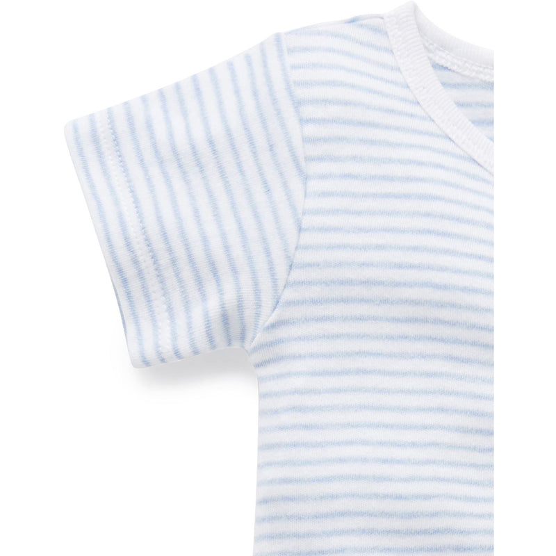 Purebaby Growsuit Zip Short Leg  Blue Stripe