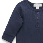 Purebaby Rib Henley Tee Navy