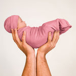 merino kids cocooi babywrap & beanie - pink