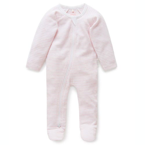 Purebaby Baby Essential Growsuit Pink Stripe