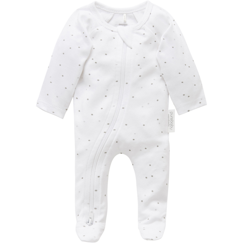 Purebaby Premi Zip Growsuit Grey Spot