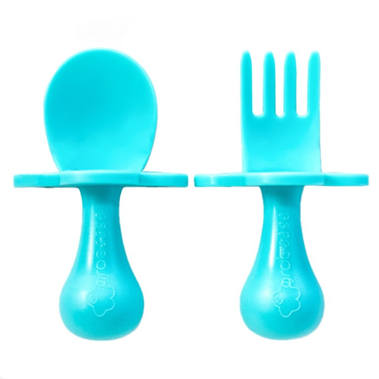Grabease Toddler Fork and Spoon Set Teal