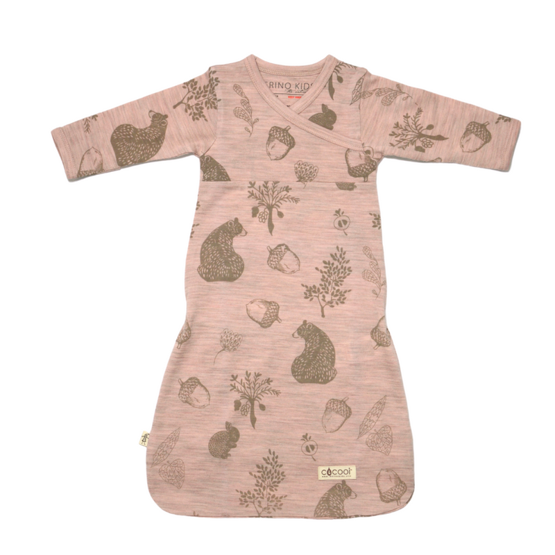 Merino Kids Merino Gown Foraging Friends Misty Rose