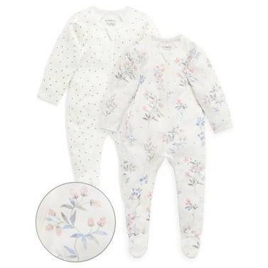 Purebaby Growsuit Digital Print 2 Pack Wild Flower