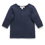 Purebaby Rib Henley Tee Navy